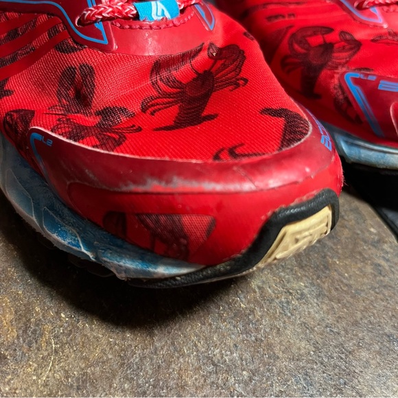 Brooks Launch Boston Run 2015 Red & Turquoise Lobster Athletic Shoes M8.5 W10.5 - Picture 11 of 11